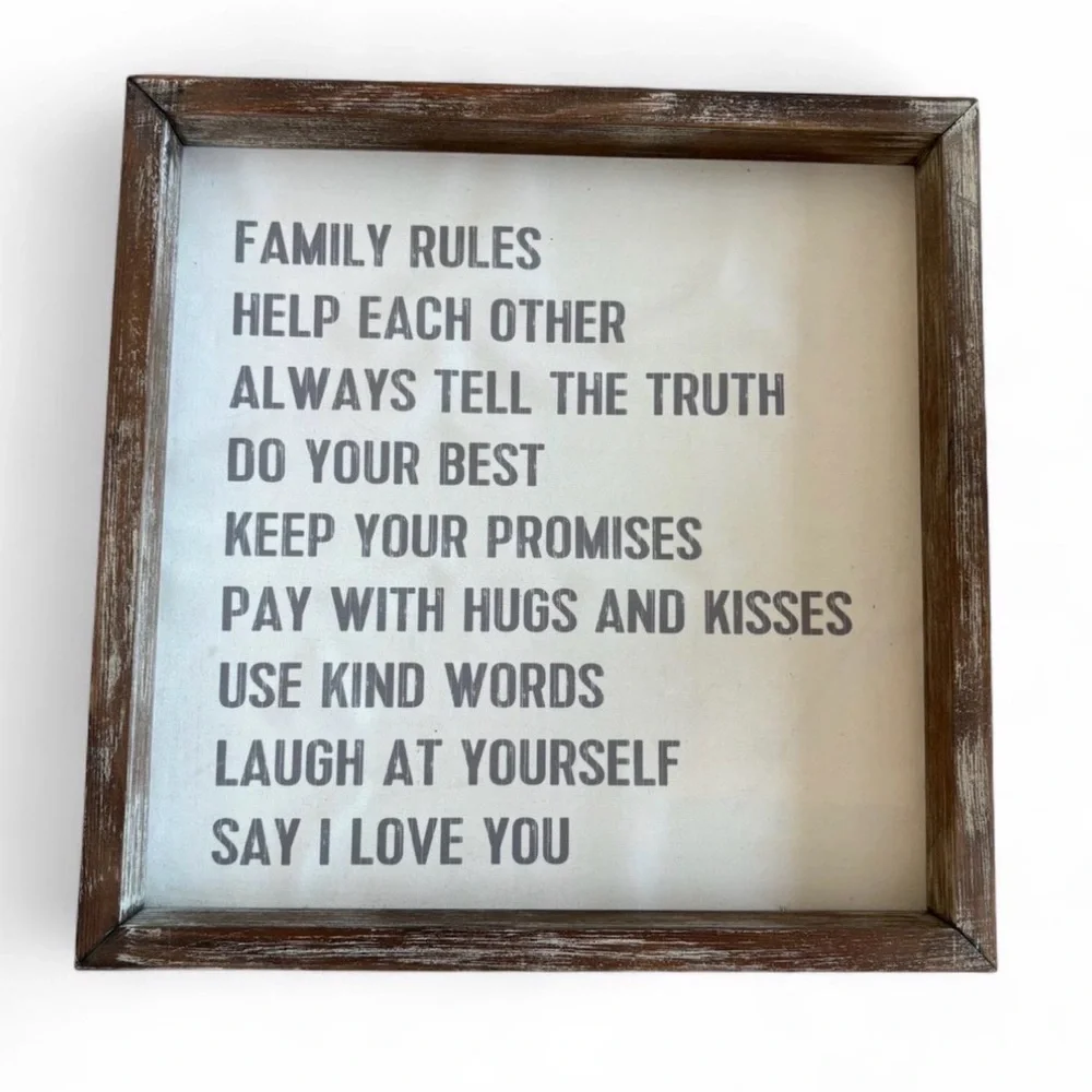 Rustic Brown Family Rules Wall Art
